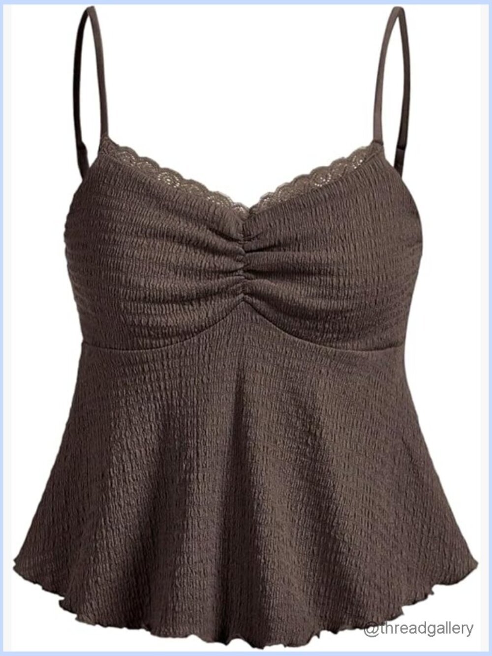 Ruched Spaghetti Strap Cami Top Peplum Tank Summer Flowy Womens Sleeveless